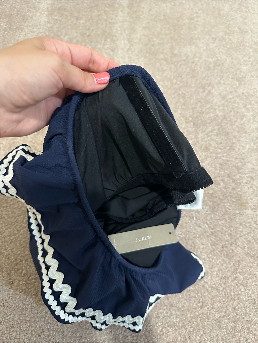NWT J.Crew One Shoulder Ruffle One Piece Swimsuit Navy Size 6 - Picture 4 of 8